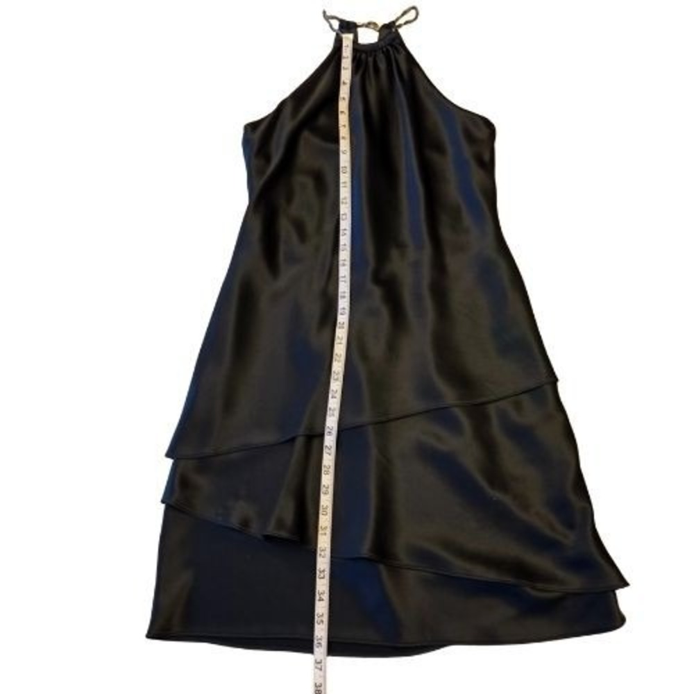 Jones New York Black Halter Tiered Cocktail Dress Size 8 Satin‎ Formal Midi - Picture 3 of 13